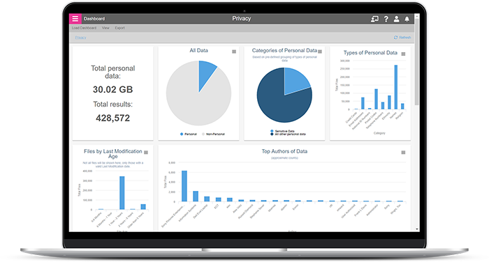 Review unstructured or structured data. Identify, tag, filter, and workflow risky files containing PHI/PII, passwords, or business intelligence risks.